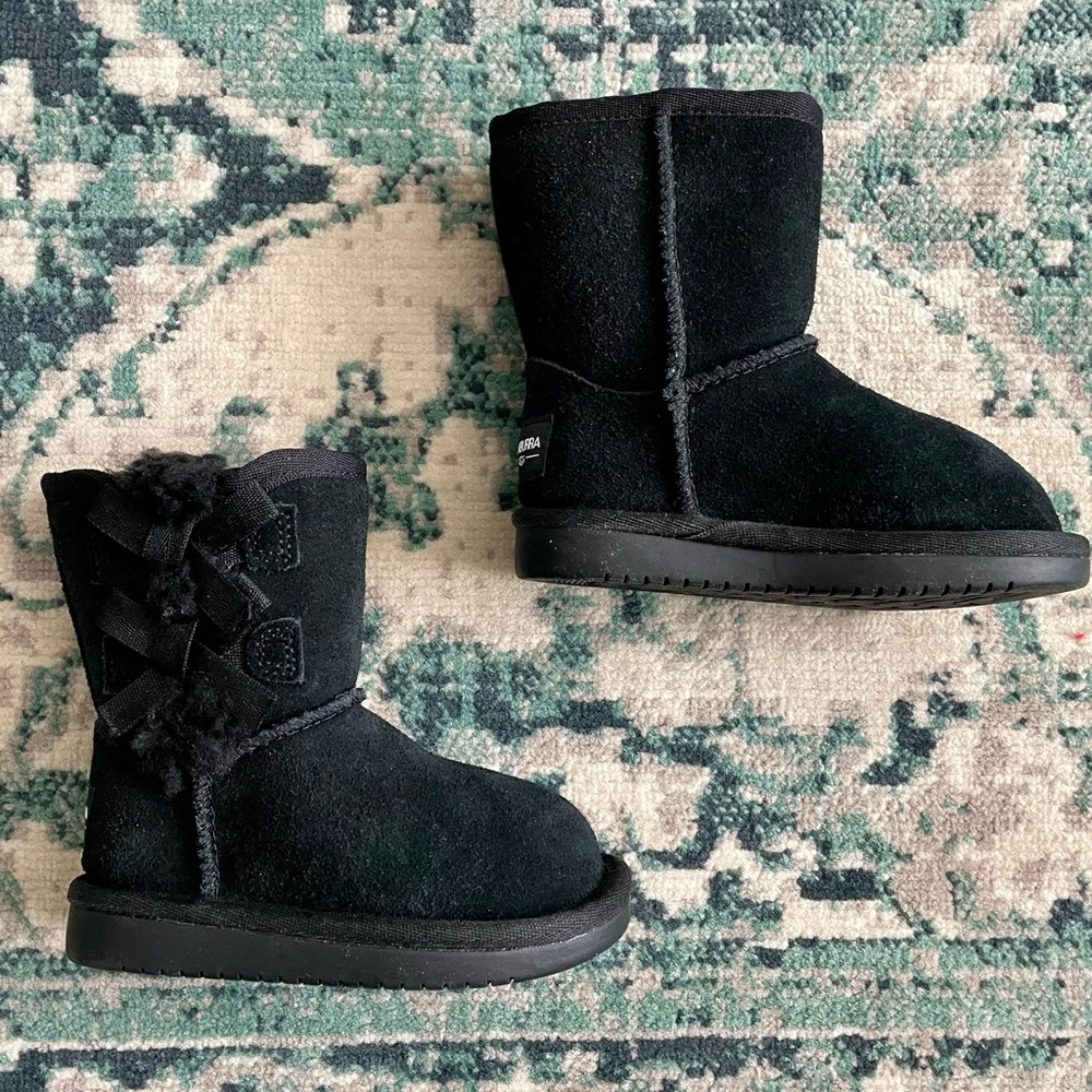 NWOT Black Koolaburra Ugg Boots Toddler Size 6 Bows Slip On Winter Snow